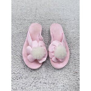 Girls Uggs Light Pink Poppy Pink Flower Girly Casual Flip Flops Size 3